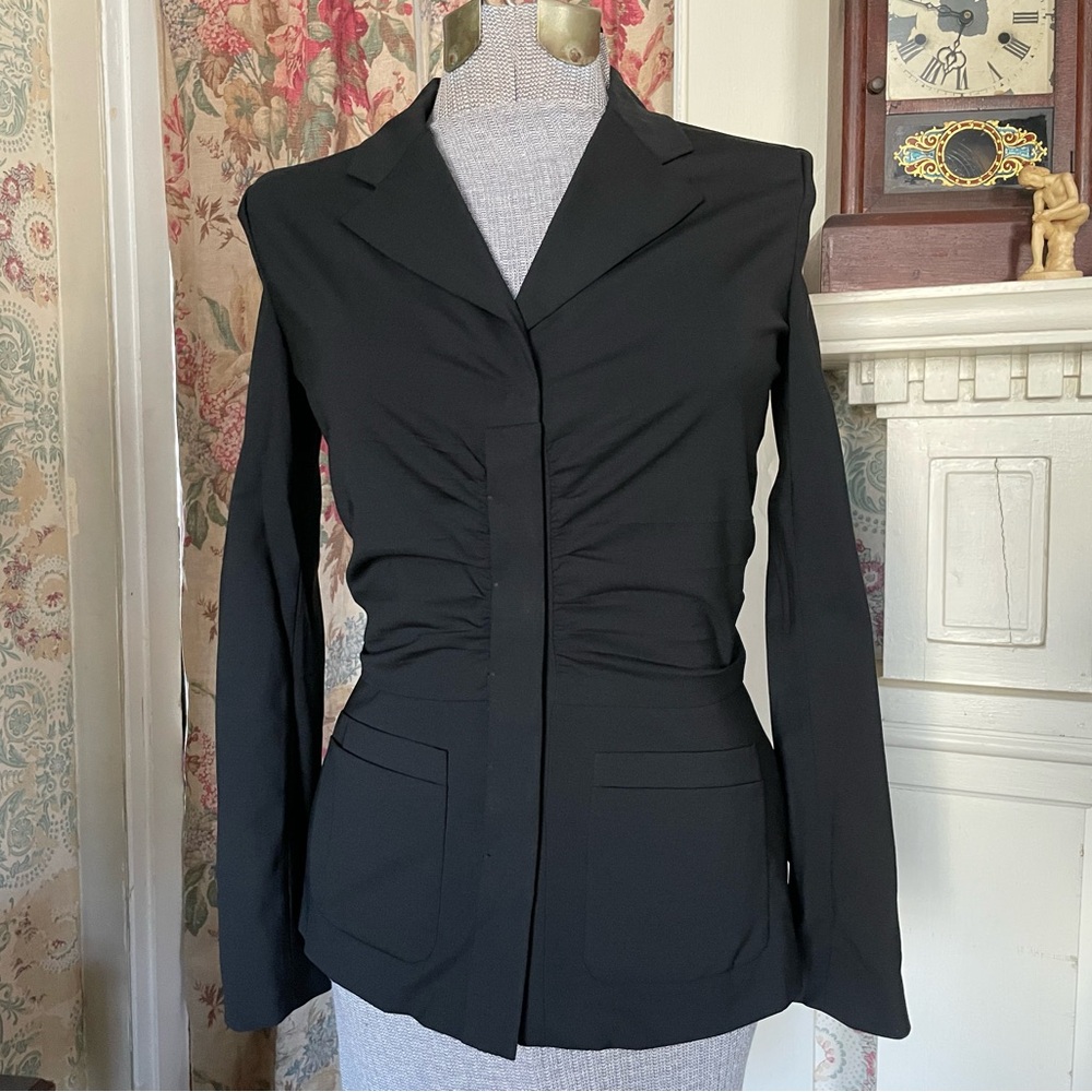 Prada 2006 Solid Black Blazer With Rouching - image 1